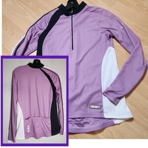 Canari Long Sleeve Cycling Jersey 1/2 Zip Purple Black White Size Large